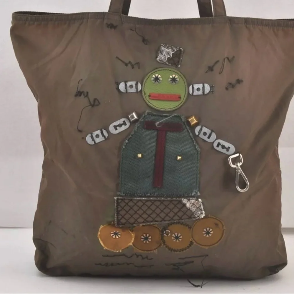 Prada Nylon Tessuto Robot Tote Bag/Shoulder Bag Olive Green | Women’s | Used |